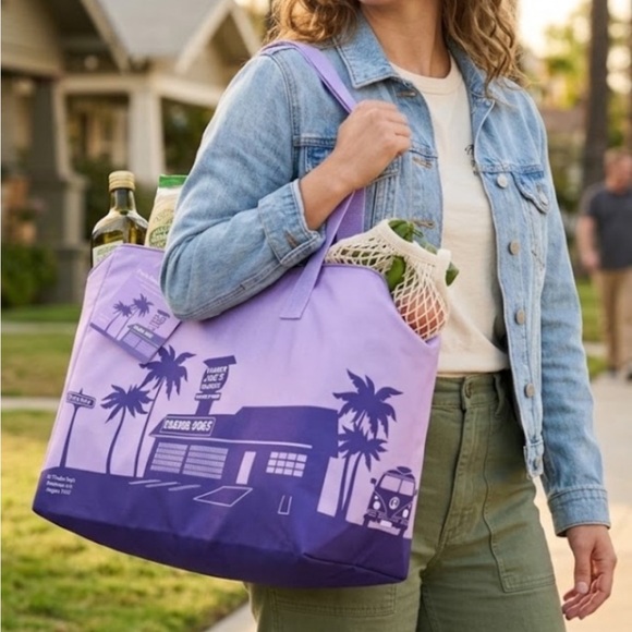 Trader Joe'S Handbags - NWT Trader Joe's Large Purple Insulated Tote Bag, 8 gallon